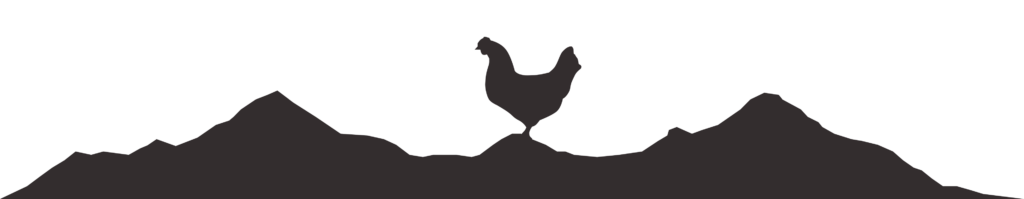 Footer-Bild mit Huhn in den Bergen