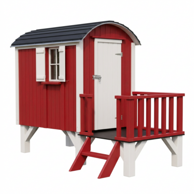 Rotes Kinderhaus, Spielhütte, fertig gestrichen, aus natürlichem Fichtenholz